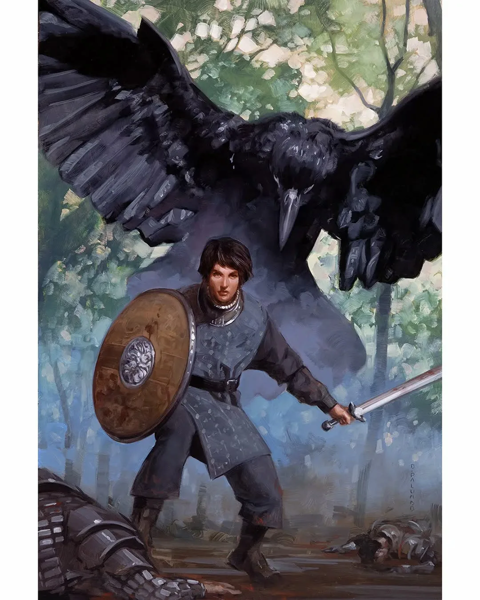 Гальва - воительница с татуировкой, в которой живет боевая птица корвид (арт latamarte.com).