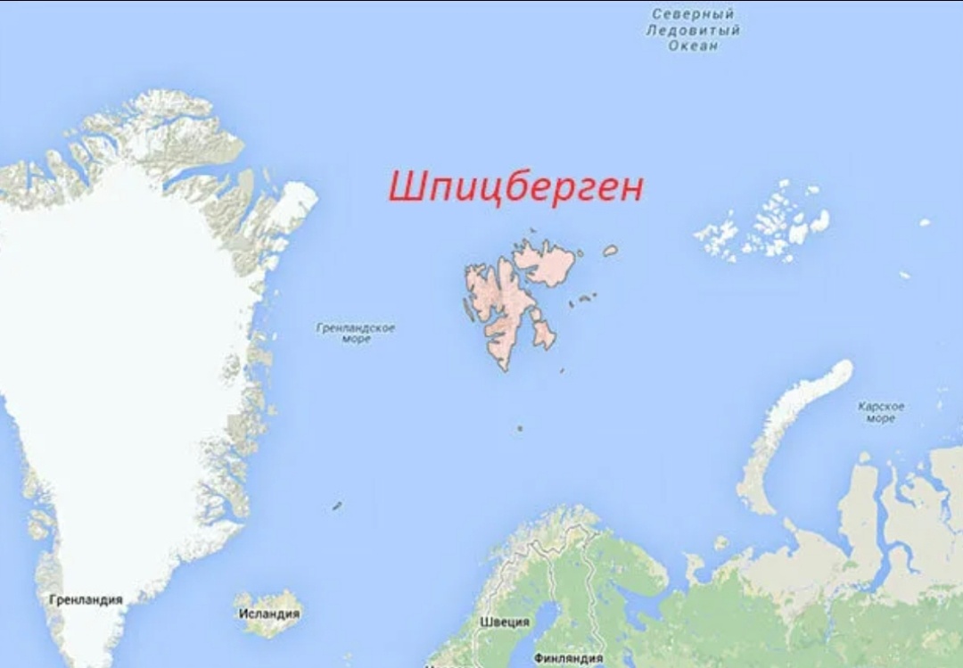Шпицберген на карте.