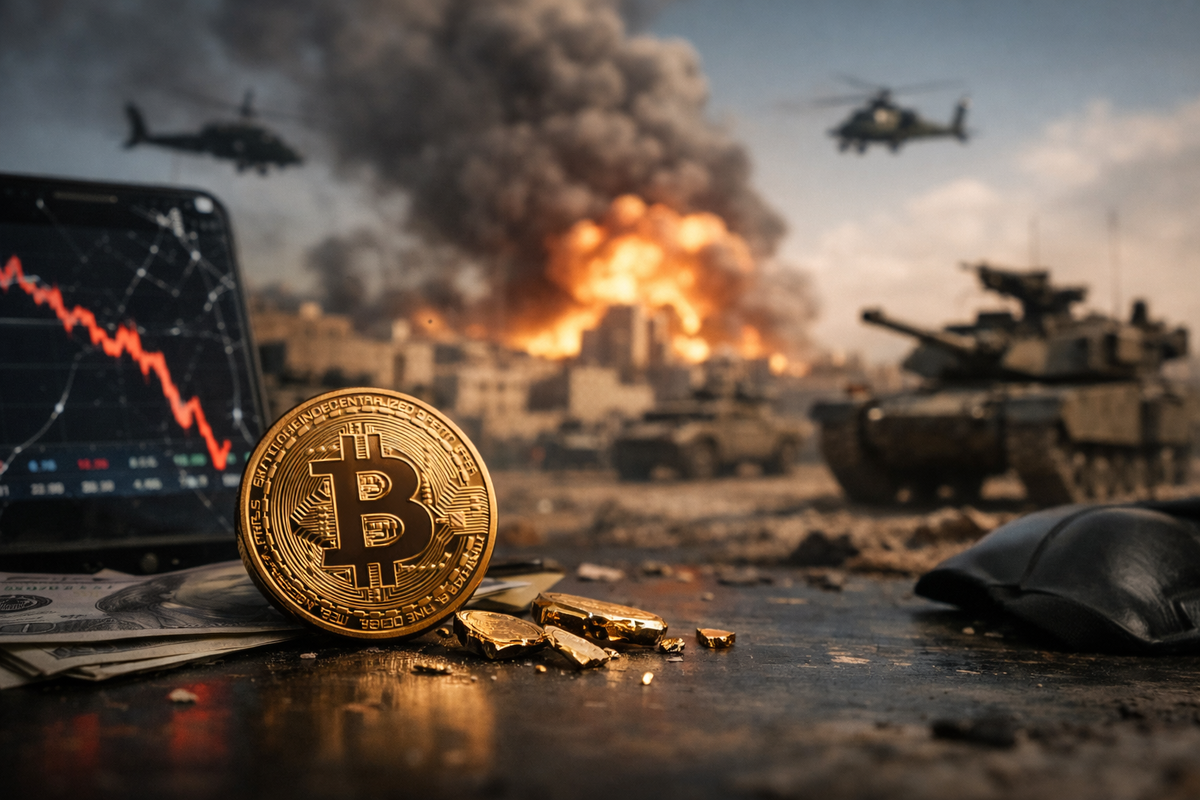    Геополитика обрушила цену биткоина за сутки. Фото: нейросеть