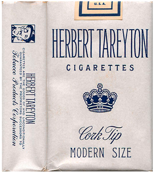 "Herbert Tareyton" Cork Tip Modern Size. Duty Free, США, 1950-х годов. 20 штук в мягкой упаковке. Производитель: Фабрика №35, округ Вирджиния. Владелец торговой марки: American Tobacco Company.