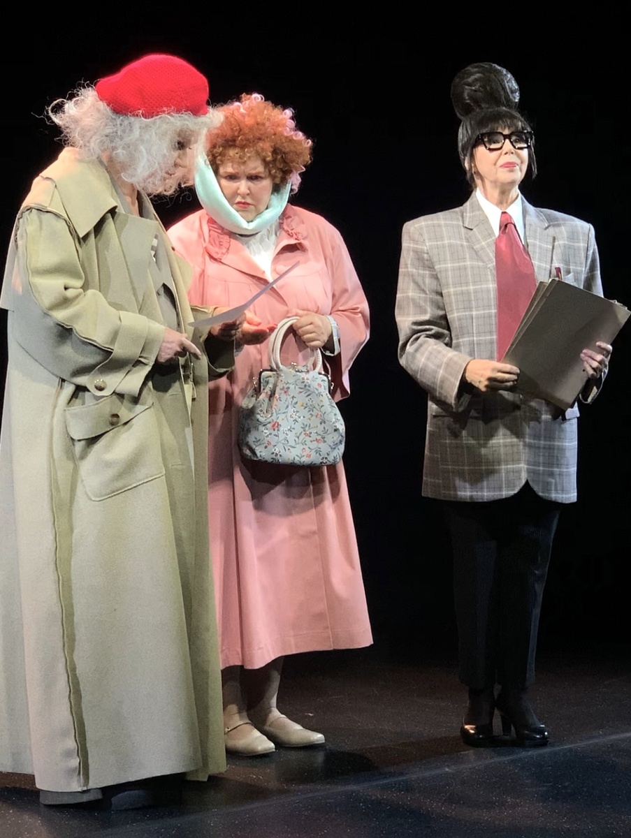 Клара Рейх (в ее роли Вера Бабичева , которой в пьесе 76 лет, пришла со своей дочерью Хильдой 36-ти лет(актриса Зоя Кайдановская , предъявить Lebensbescheinigung (лебенсбешайнигунг).
Это документ, подтверждающий, что она это она и она жива, а значит имеет право на получение выплаты. 