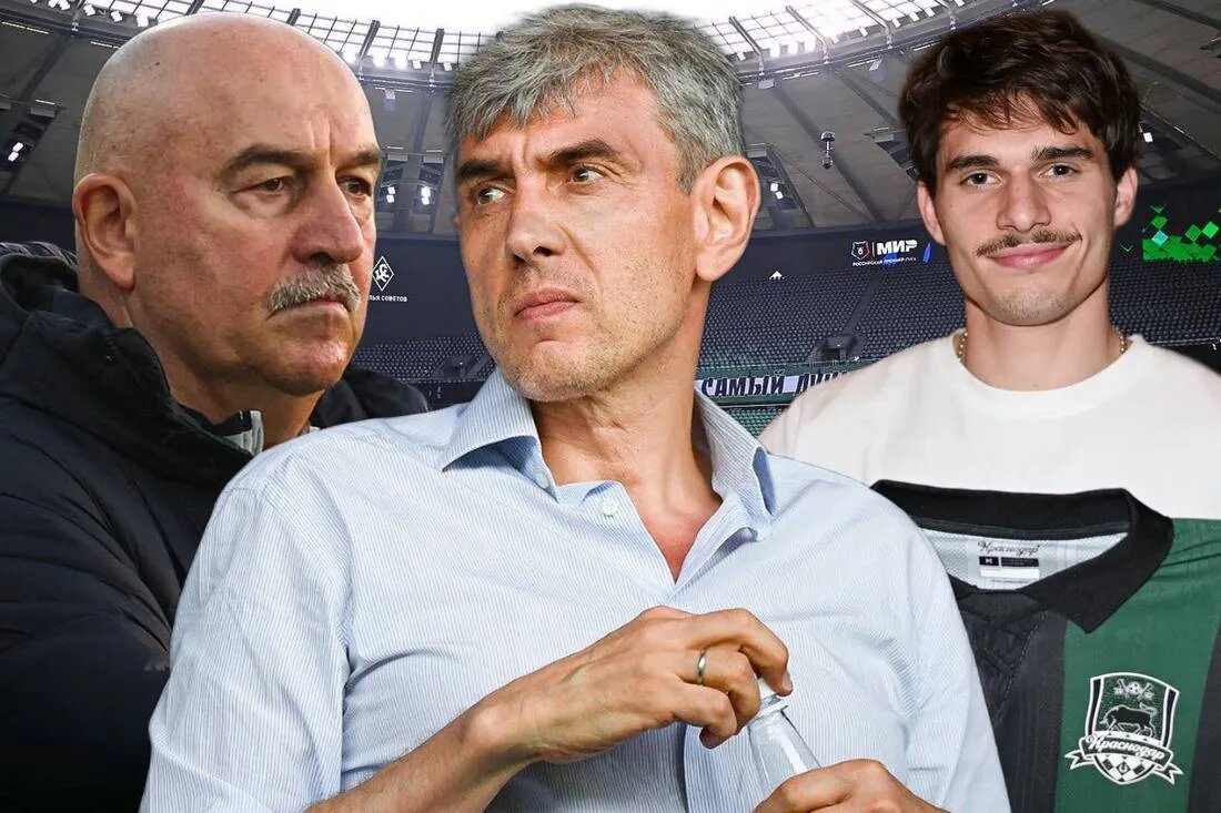 Станислав Черчесов, Сергей Галицкий, Илья Вахания // Фото: тг-каналы ФК "Краснодар" и ФК "Ахмат"