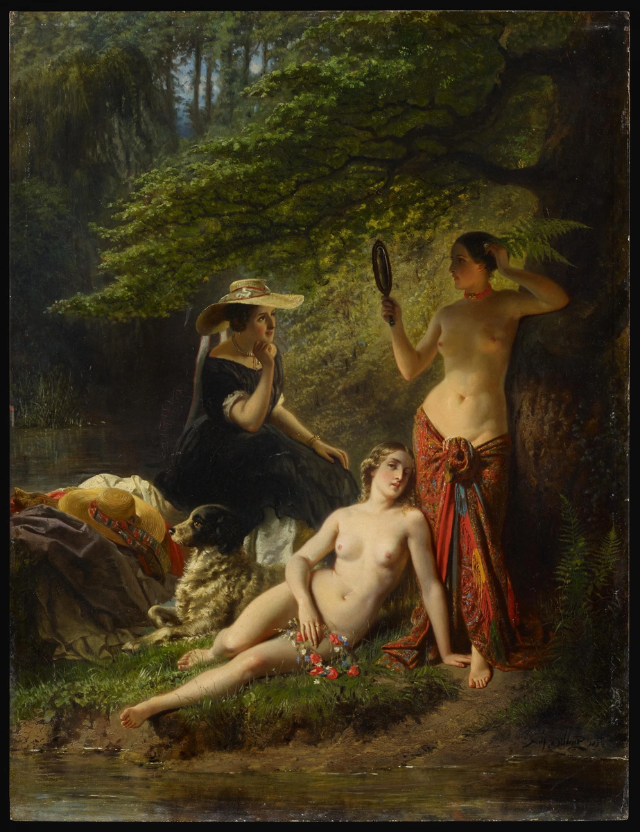 «Три дамы у лесного озера», 1852