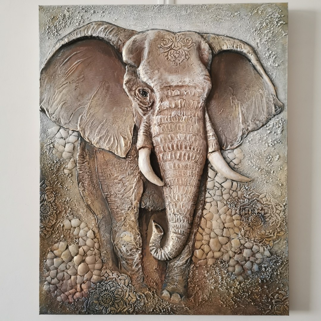 Фактурная картина "Слон", возможно для заказа (точный повтор невозможен)
