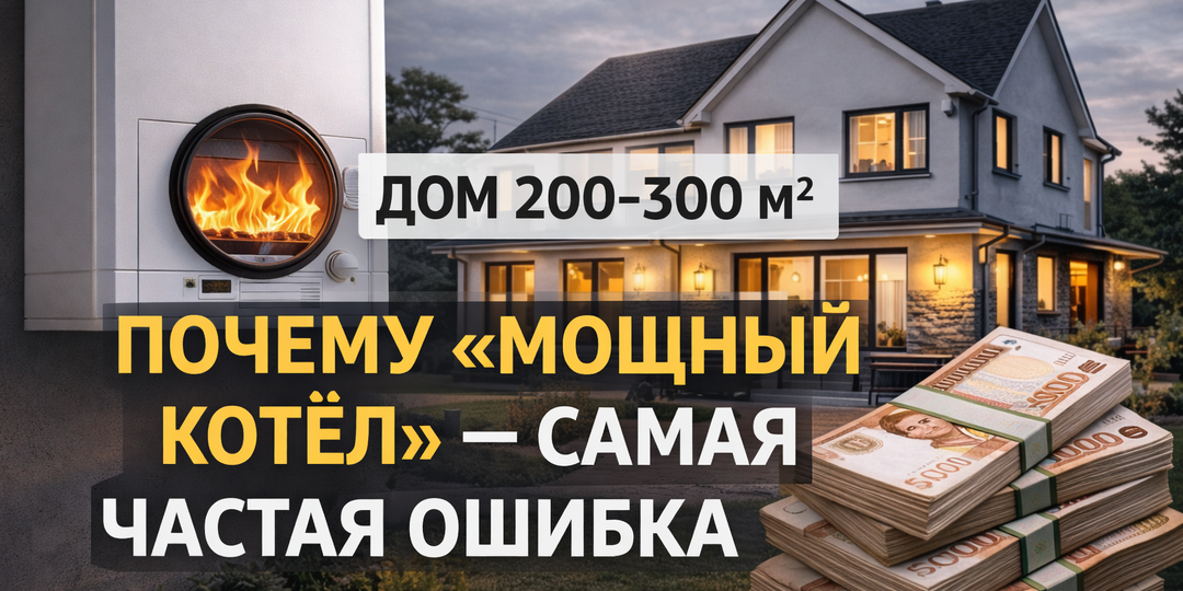 Дом 200–300 м²: почему «мощный котёл» — самая частая ошибка при строительстве?