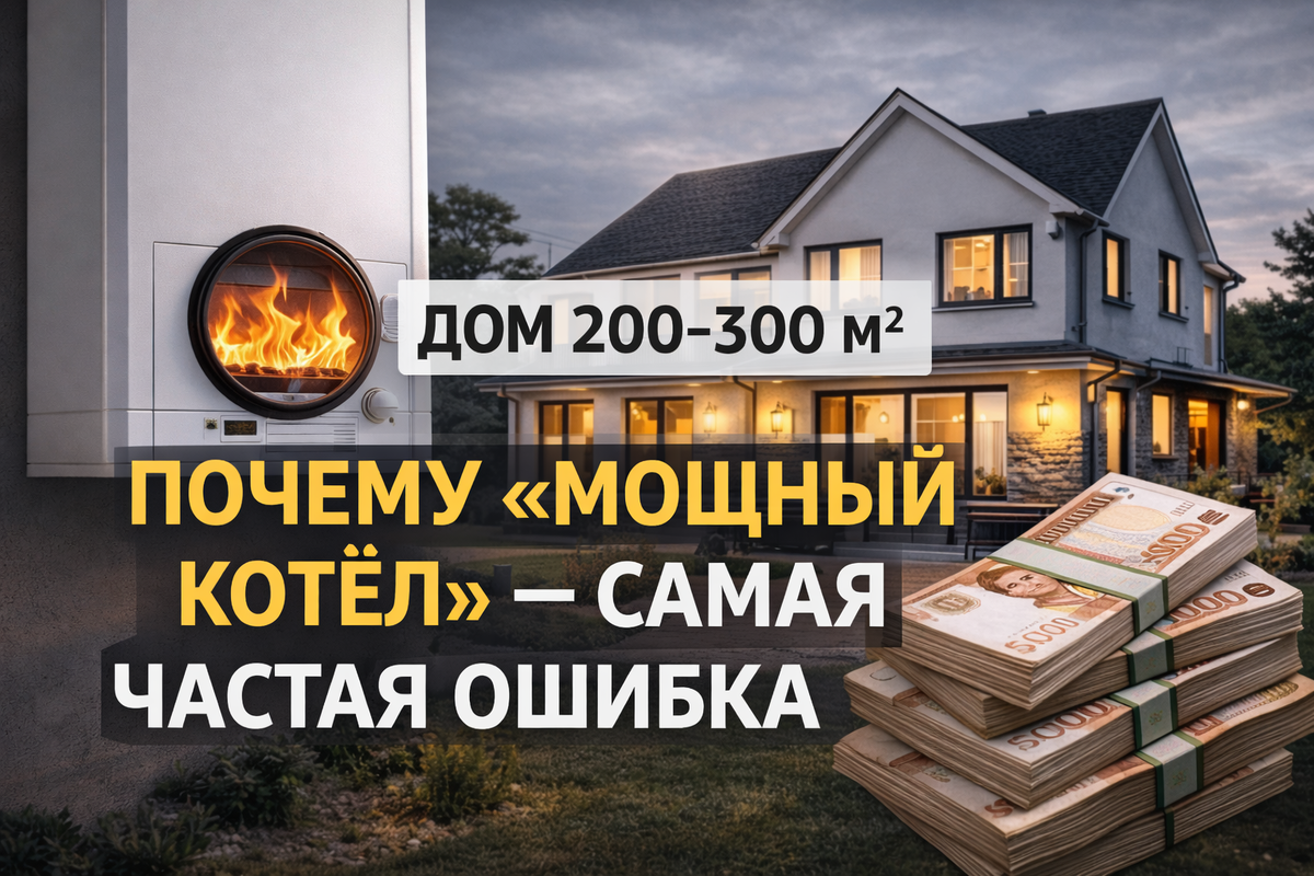 В домах 200-300 м2 часто устанавливают котел "с запасом мощности"