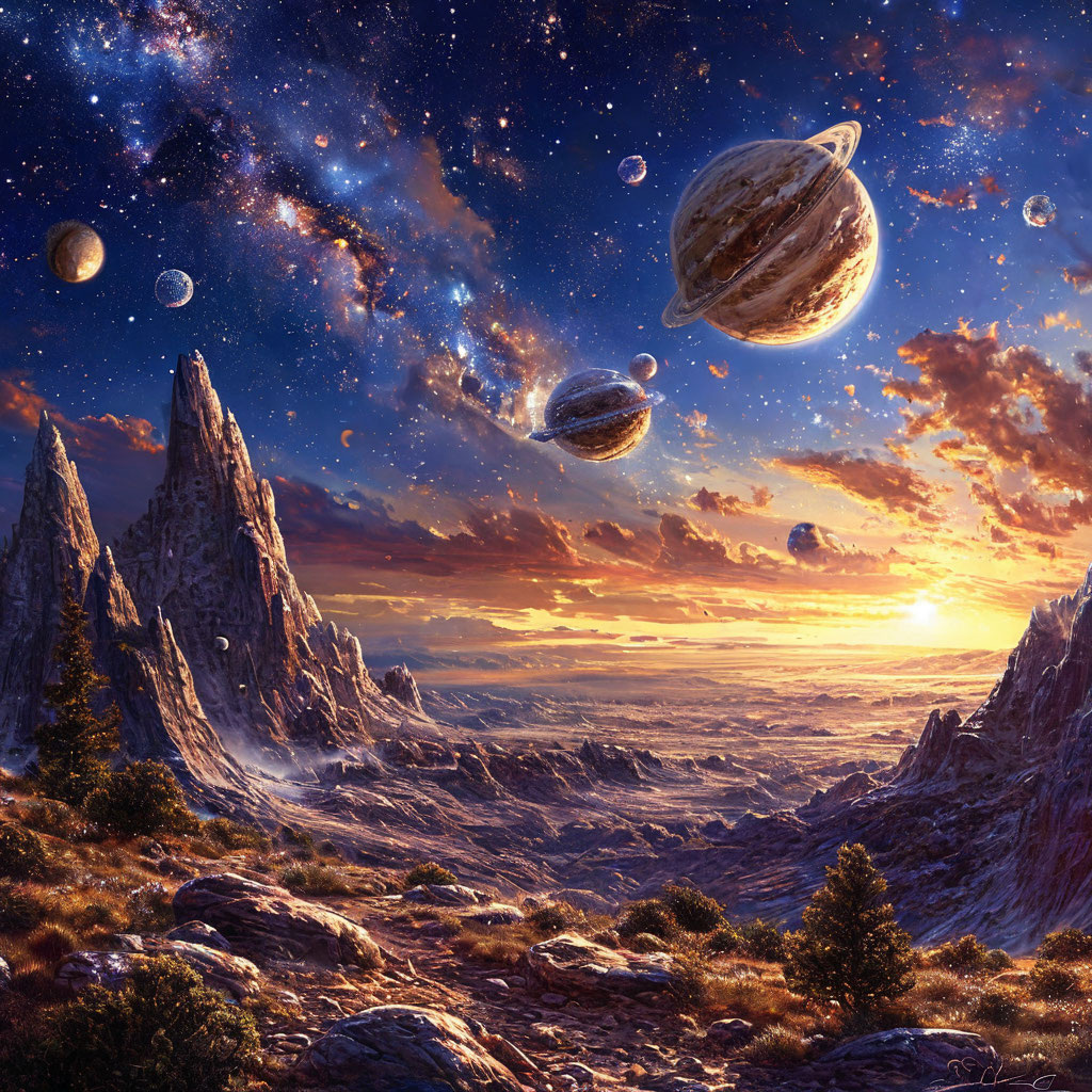 Планеты. Иллюстрация сгенерирована нейросетью