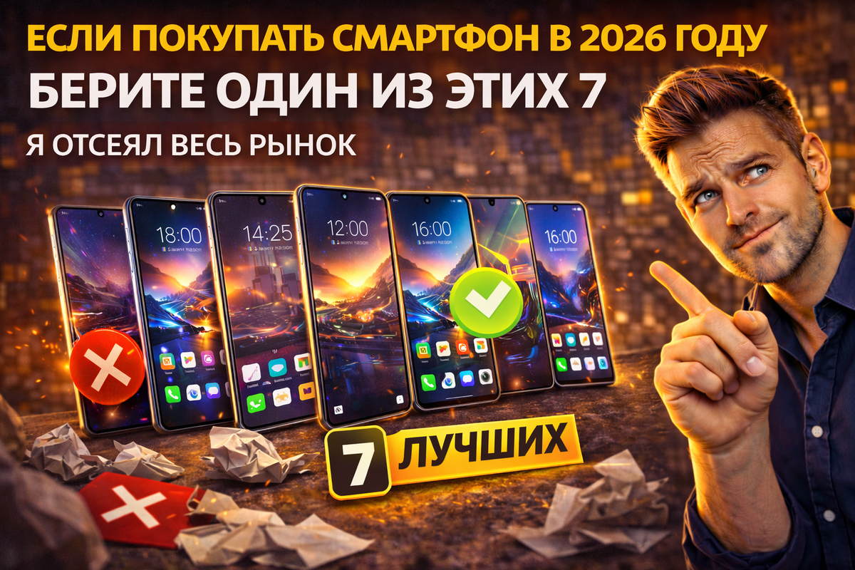 Если покупать смартфон в 2026 — выбирайте из этих 7 хитов! Автор отсеял весь рынок: от флагманов Samsung и iPhone до бюджетных killer'ов Xiaomi и Honor. Камеры 200 МП, батареи на 2 дня, AI-функции — полный разбор specs, цен и где купить дешевле. Не тратьте время зря!