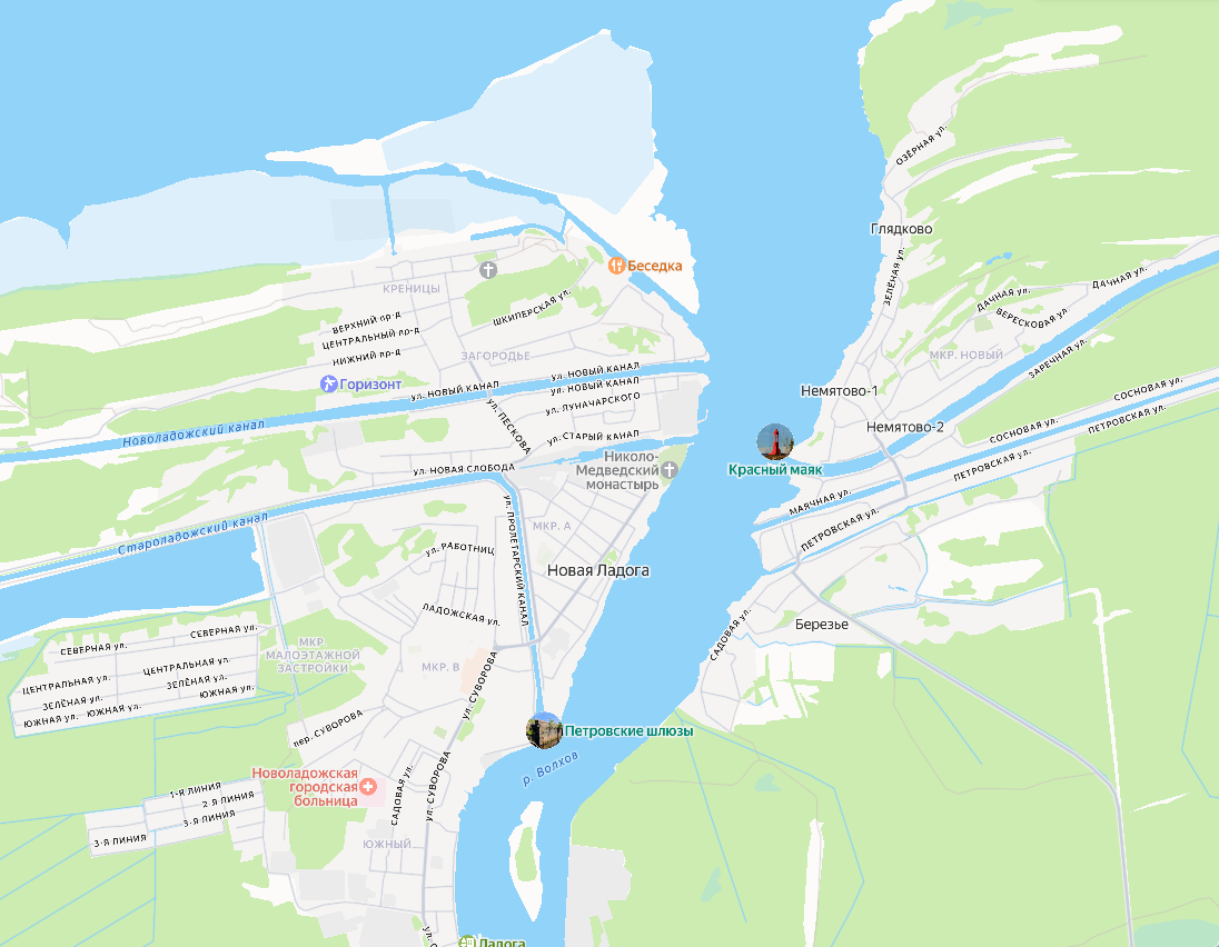 Новая Ладога. Яндекс.карты