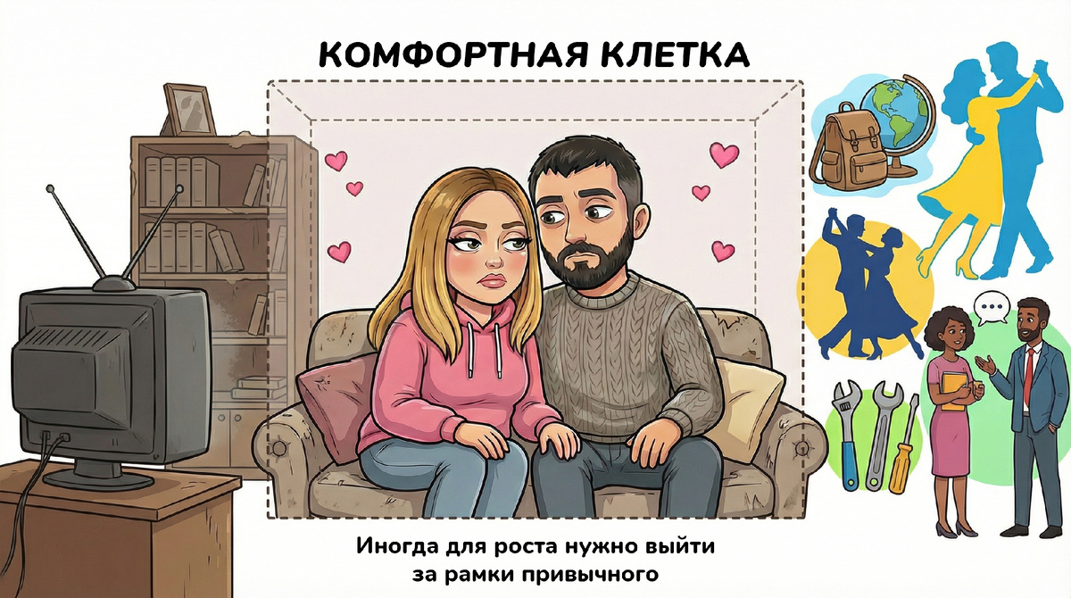 Золотая клетка из привычек и ритуалов, в которой отношения незаметно застревают, как муха в янтаре.