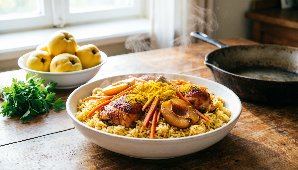 🔥 Азербайджанское рагу “Плов с курицей и айвой” по-самарски: курица, айва и шафран за 198 ₽.