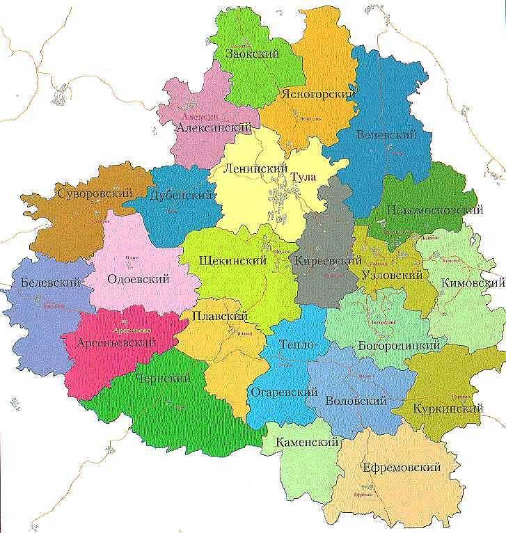 Тепло-Огаревский район окрашен в ярко-голубой цвет