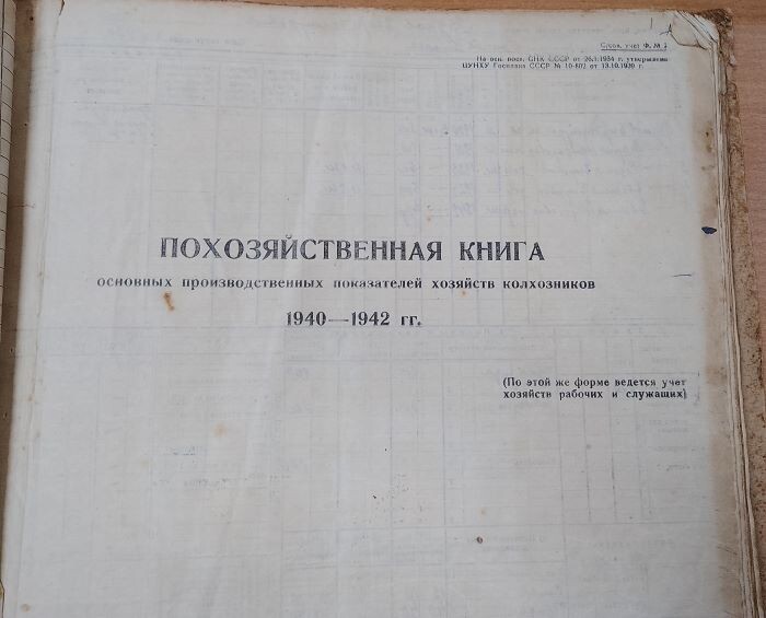  Похозяйственная книга Волковского сельсовета, 1940 - 42 гг. МКУ "Архив г.Сочи"