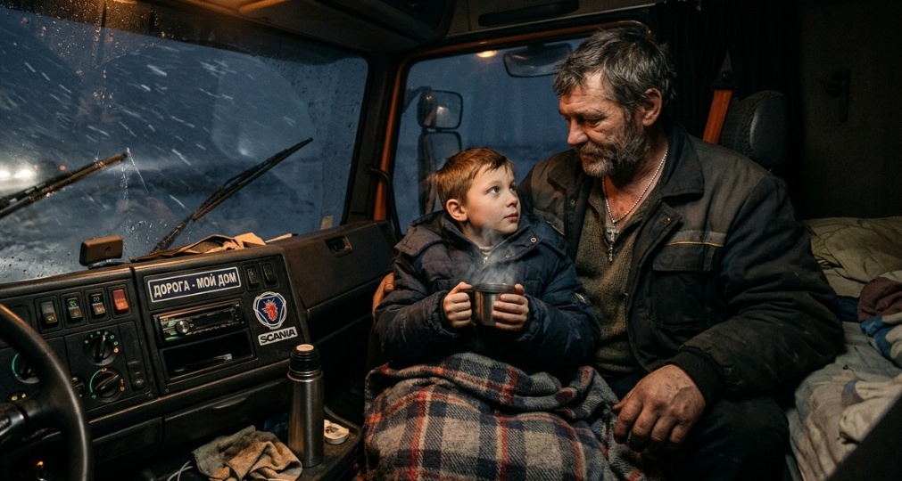 Водитель подобрал ночью на трассе замерзающего пацана. Напоил чаем, а потом понял: это же сын