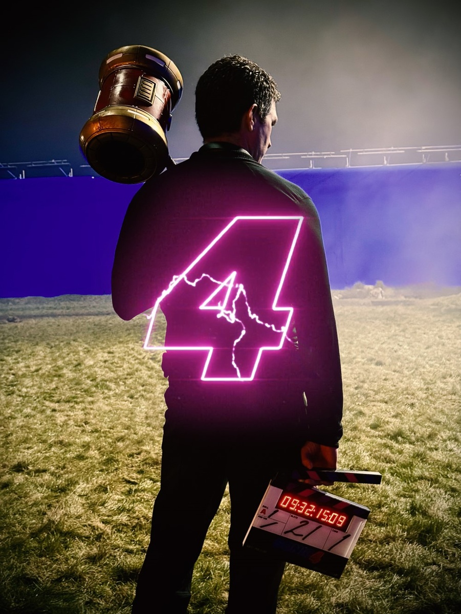     Кадр со съемок фильма «Соник 4 в кино» (2027) / Фото: соцсети Джеффа Фаулера