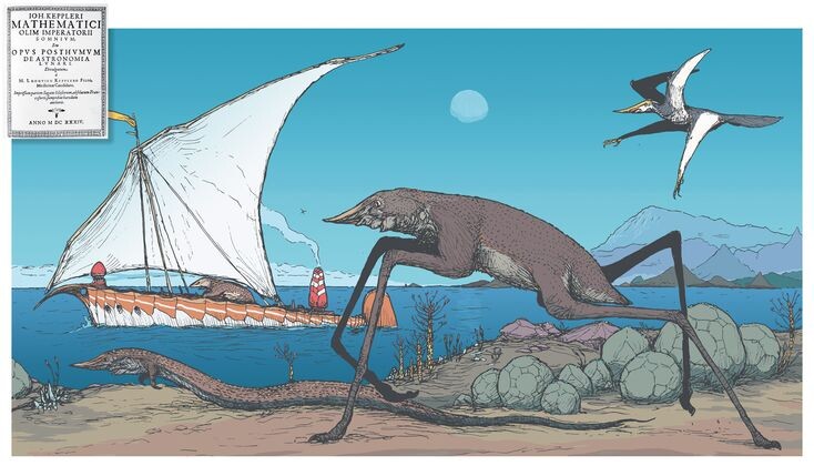 Современная реконструкция лунного мира по версии Иоганна Кеплера. Изображение взято из открытых источников