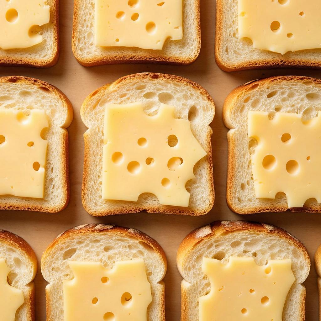 Этап добавления сыра на каждый ломтик хлеба — залог тягучей корочки.