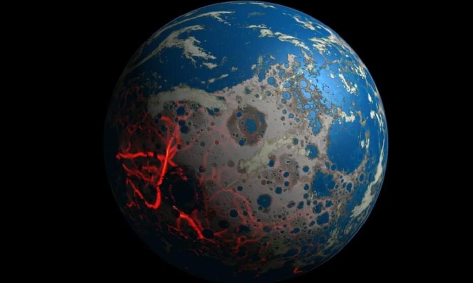 Научно достоверное изображение Земли в гадейский эон, фото:Southwest Research Institute/Simone Marchi