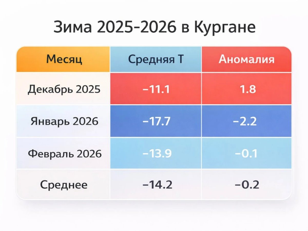    Избыток осадков в Кургане наблюдался в каждом месяце зимы