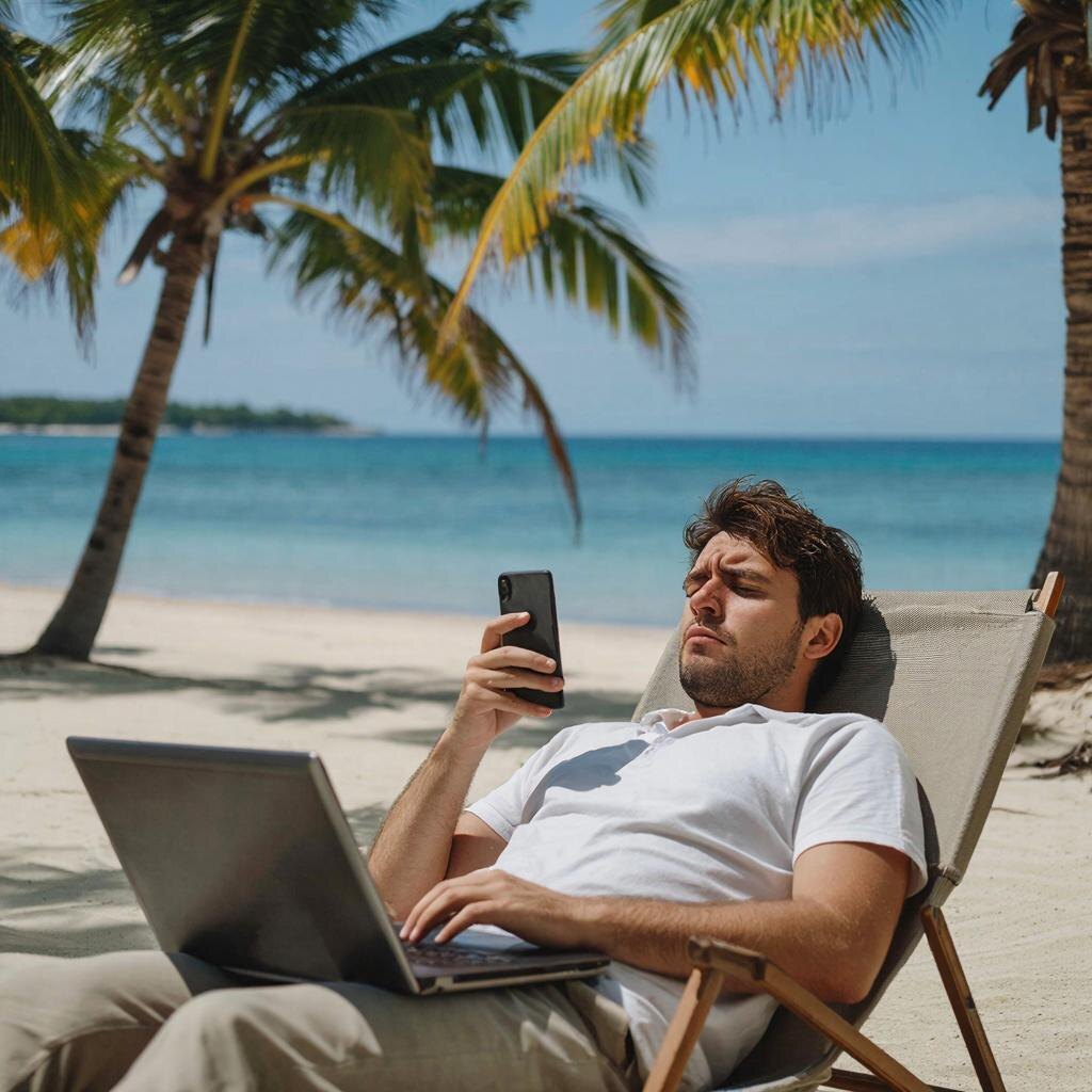 Контраст между идеальным местом для отдыха и полным отсутствием расслабления