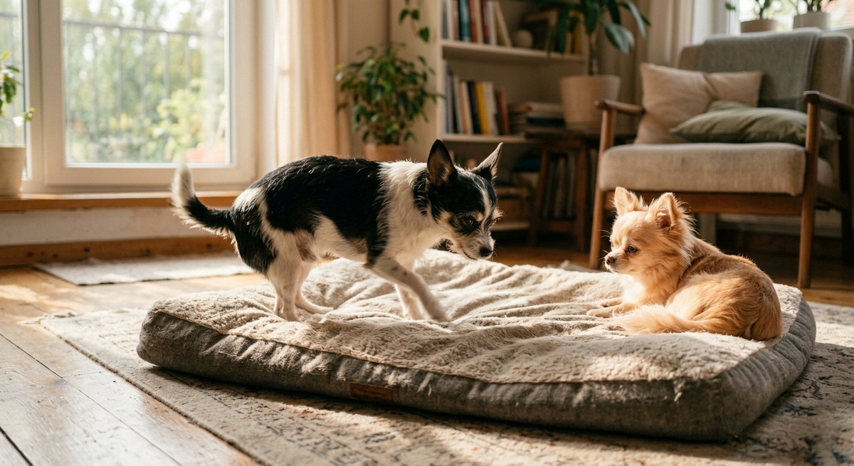 Почему собака крутится перед тем, как лечь: древний инстинкт, поиск идеальной позы или просто ритуал? Научное объяснение и забавные наблюдения за чихуахуа. Читайте в блоге «Жизнь с лапками» 🐕🌀