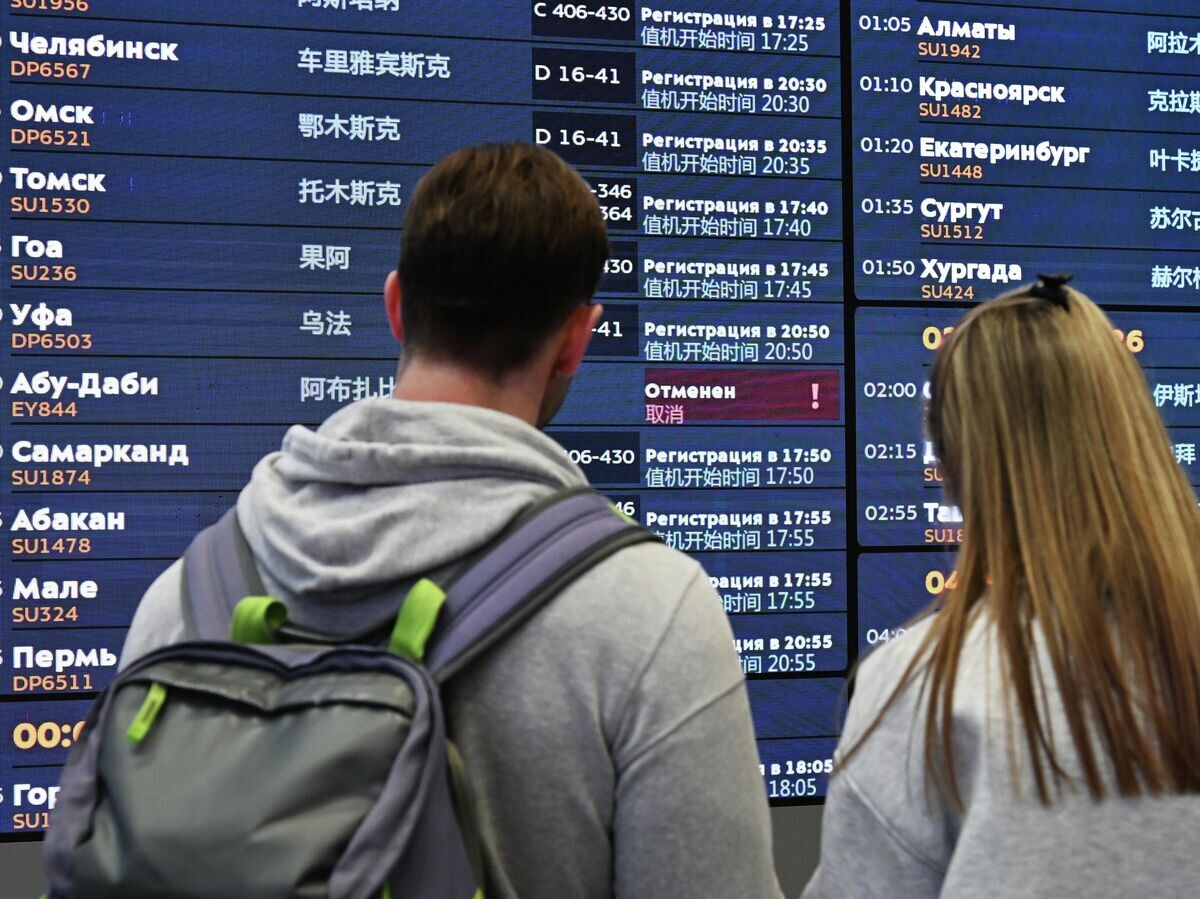    Табло вылетов в московском аэропорту Шереметьево | © РИА Новости / Пелагия Тихонова