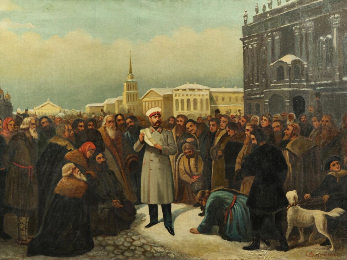    Александр II провозглашает освобождение крепостных крестьян. Частная коллекция. | © Getty Images / Heritage Images