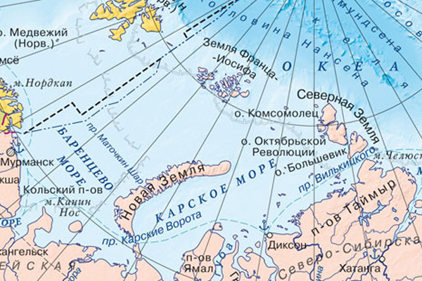 Земля Франца-Иосифа на карте. Фото в свободном доступе. 