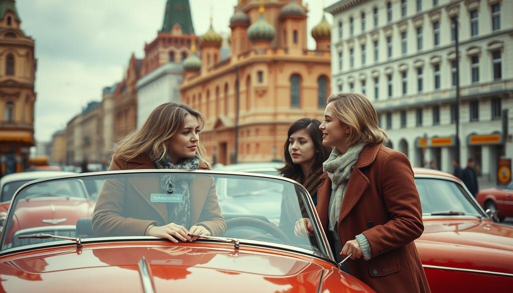    Трогательный момент трех подруг в шумной Москве 1970-х, передающий их глубокую связь и жизненные испытания, с атмосферой тепла и ностальгии.