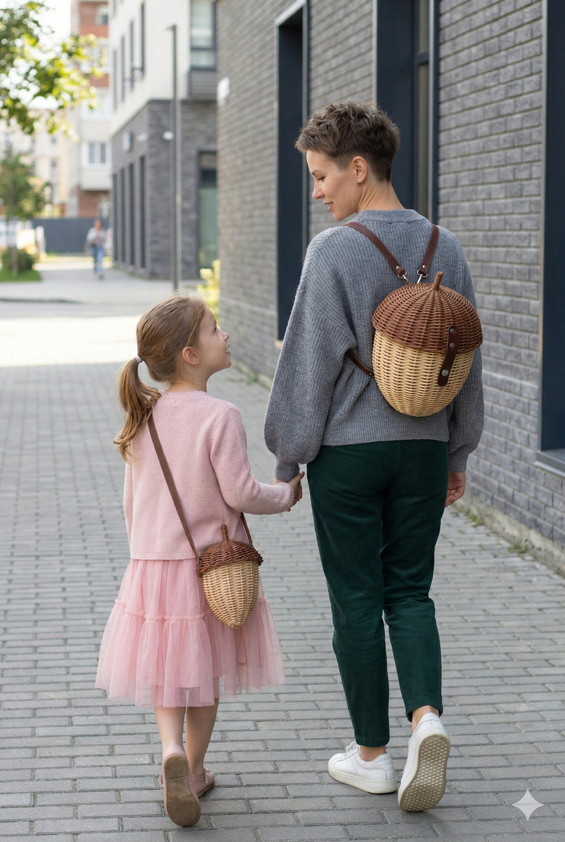 Стильный Family Look для тех, кто планирует этой весной собрать все взгляды (и, возможно, немного орехов в парке). Маленькая копия — для больших секретов вашей мини-версии».