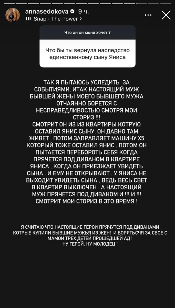     Скриншот: Instagram (Запрещён в РФ) @annasedokova