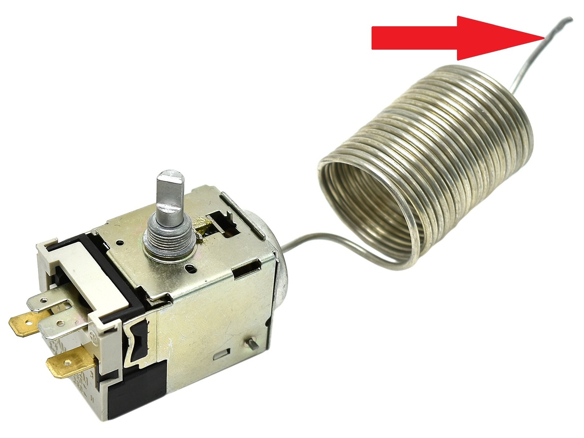 Сильфонная трубка на термостате холодильника (рабочий участок - конец трубки 10 см)