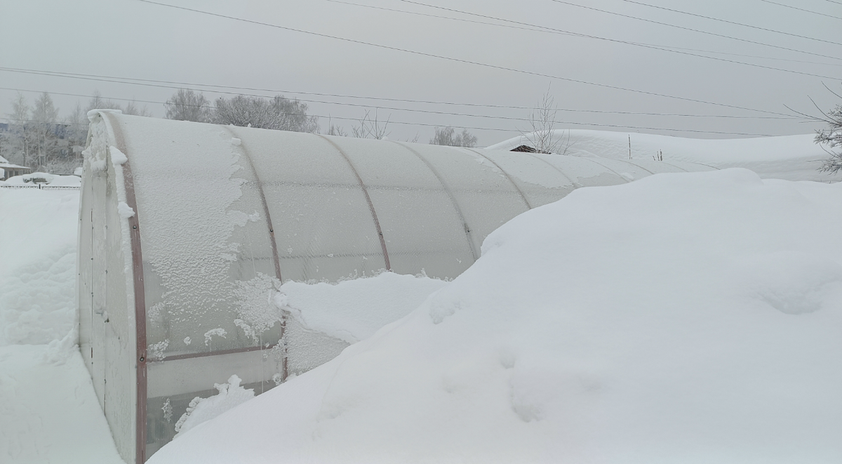Фото нашего читателя "Ибрагимыч". Весна пришла, пора топить теплицу, но вначале её требуется откопать из снега.