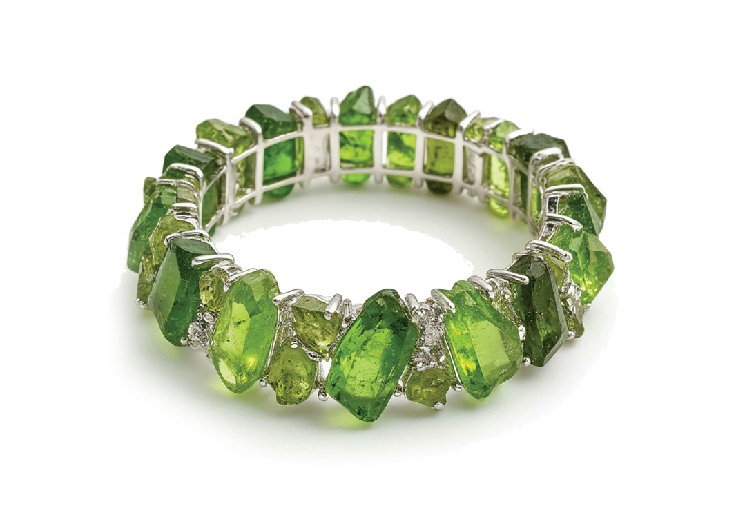 Браслет, хризолит, серебро