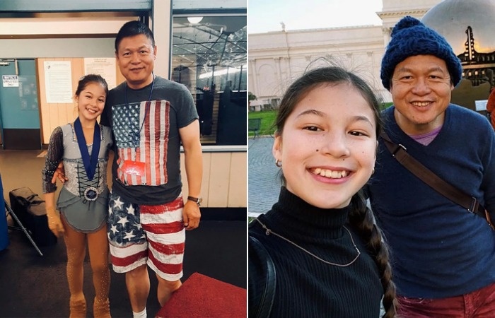 Алиса Лью в детстве с отцом.