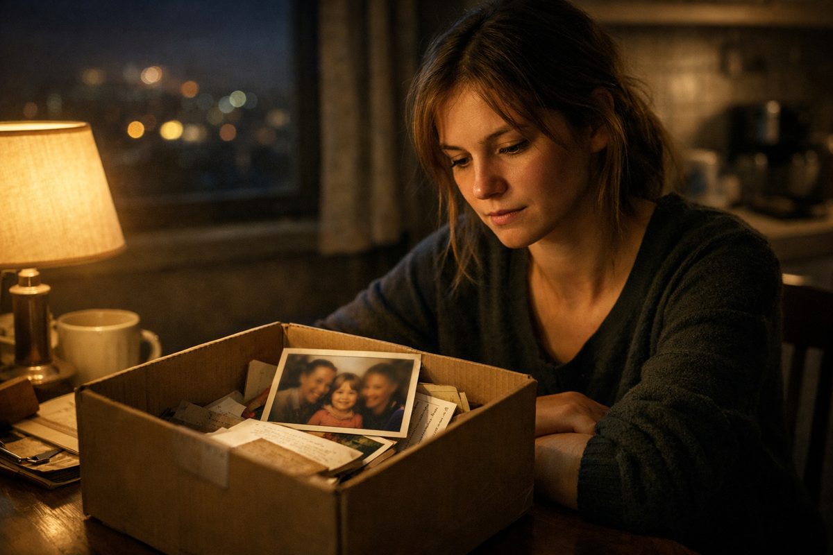 Девушка грустит над фото...