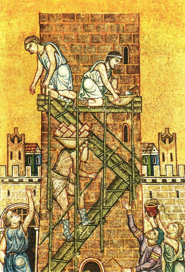 Строительство Вавилонской башни, мозаика в Венеции