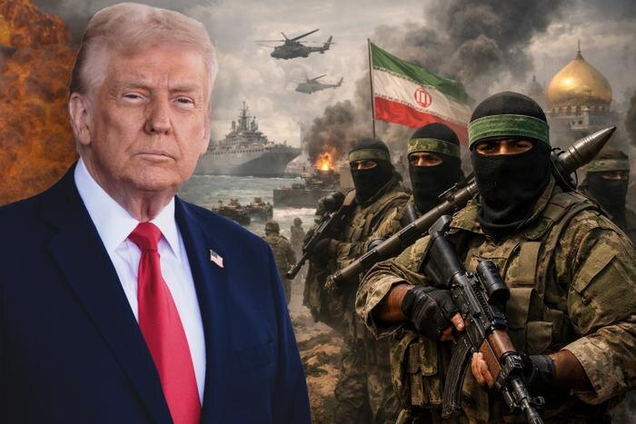 Американские войска бьют по Ирану, Тегеран отвечает ударами по базам США и Израиля. Обложка © Chat GPT, © Shutterstock / FOTODOM / Joshua Sukoff