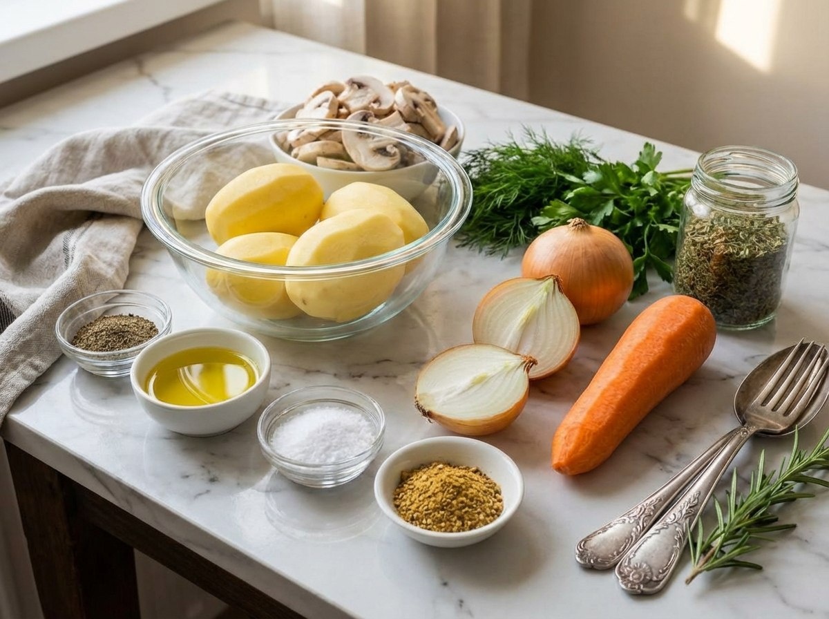 Ингредиенты для картофеля с грибами