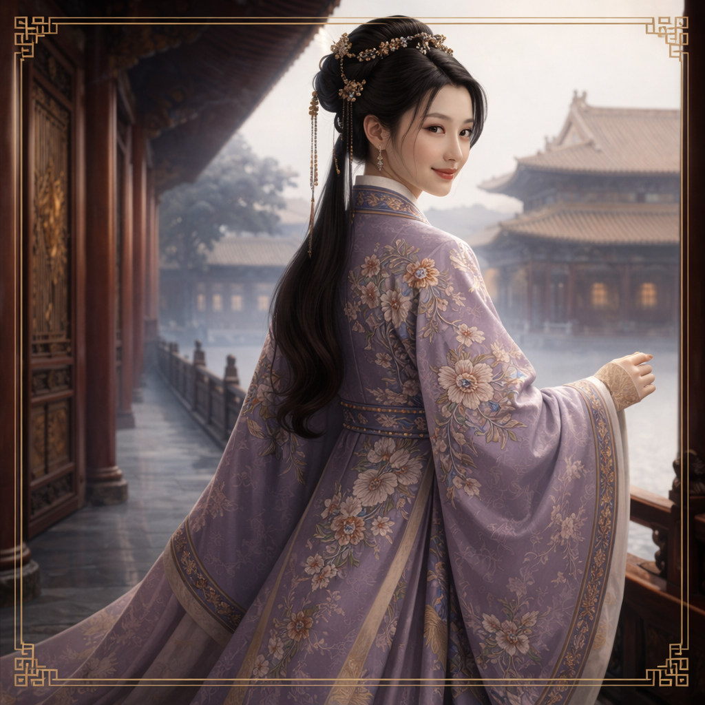 Лучезарная красавица эпохи Цин. Создано ИИ