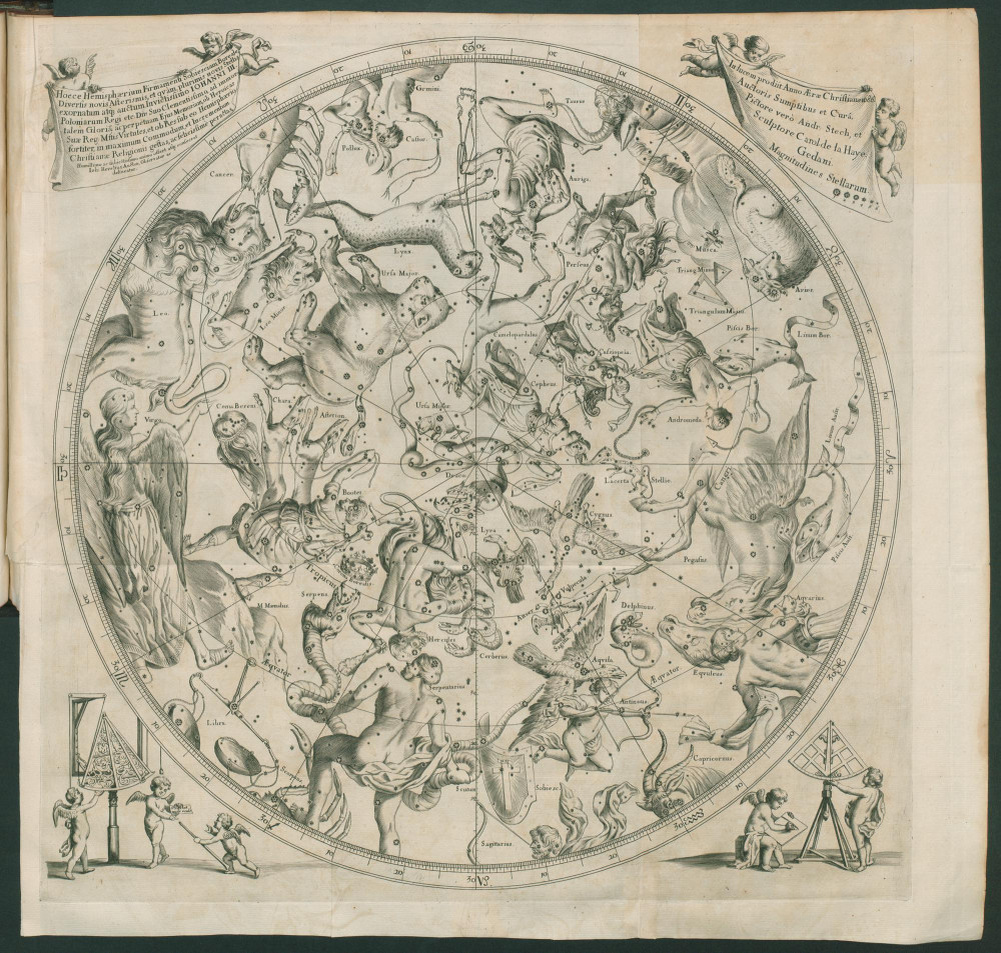 Карта северного полушария из атласа Гевелия