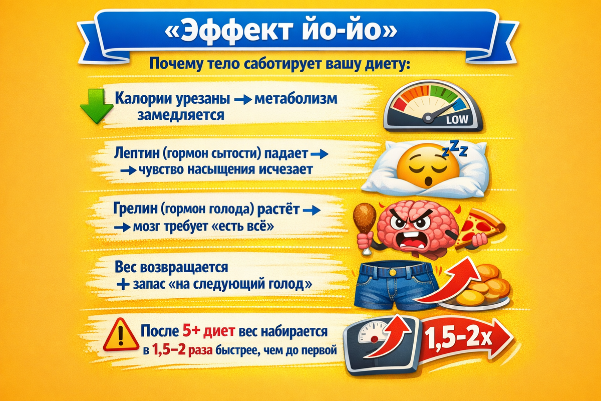 Эффект йо-йо: почему тело возвращает вес с запасом