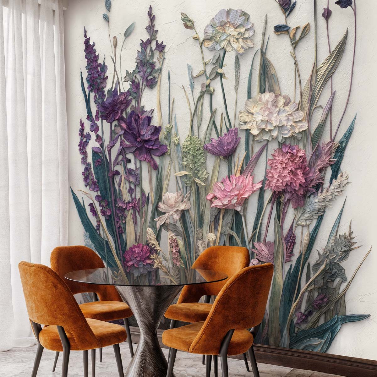 Пример сочетания ярких оттенков в интерьере, свойственном холерикам. Отделка стены - флизелиновые фотообои VEROL.