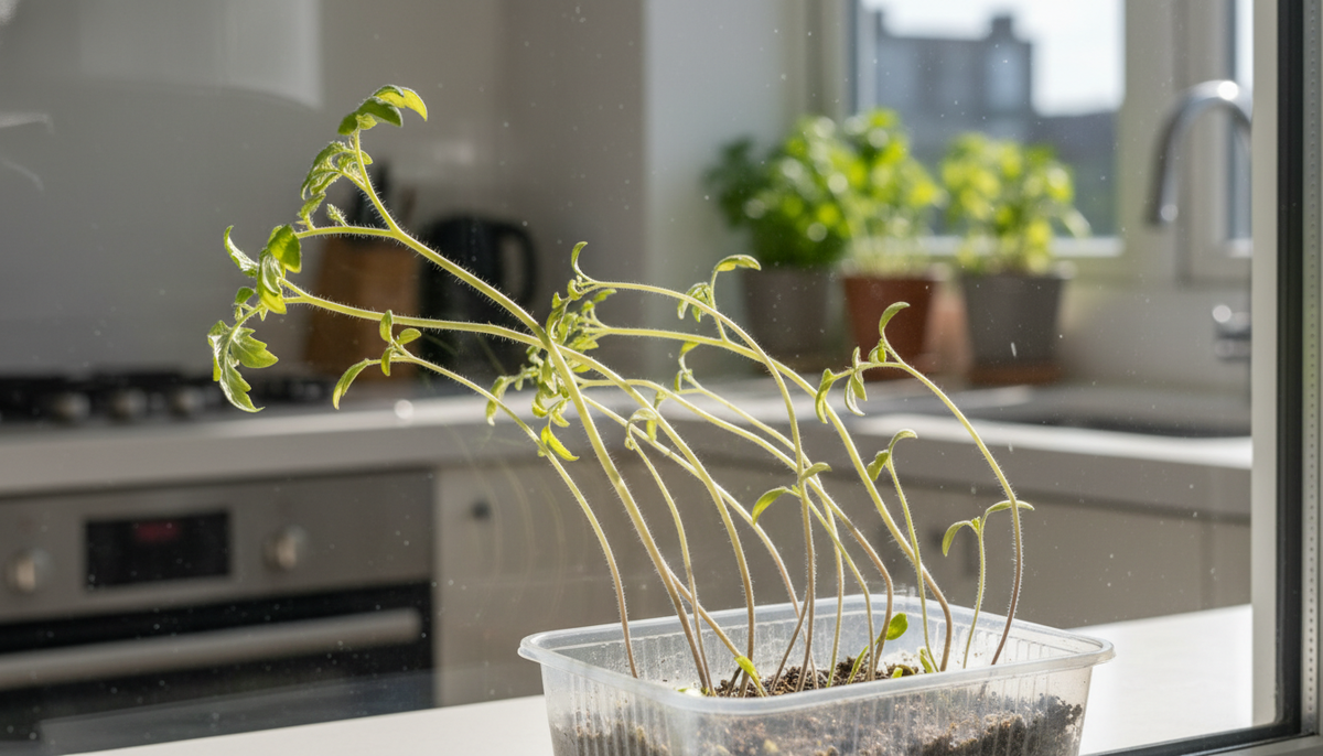 «Вытянувшаяся рассада томатов — типичная картина на подоконнике в марте. Тонкие бледные стебли едва держат собственный вес. Но не спешите выбрасывать — большинство таких растений можно спасти»