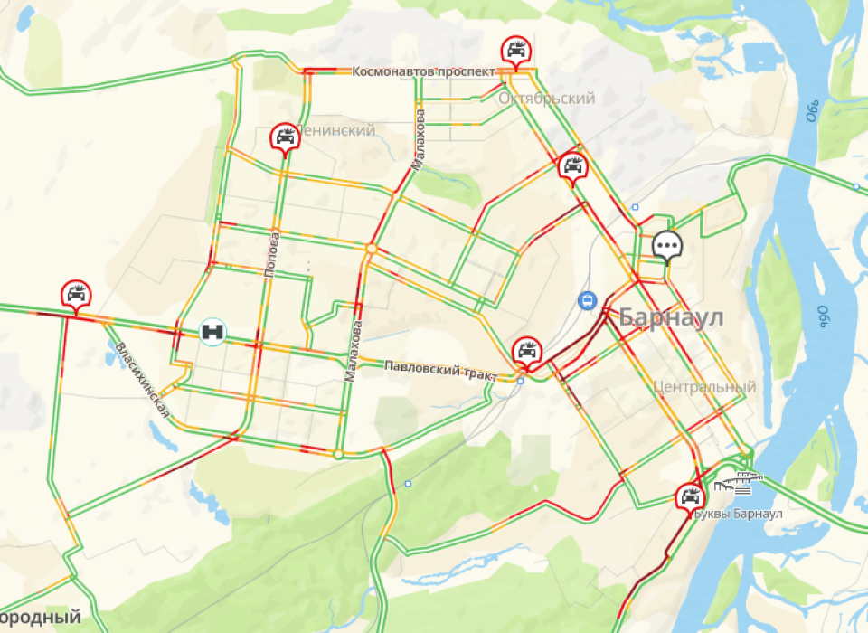    Пробки в Барнауле 3 марта. Источник: 2GIS