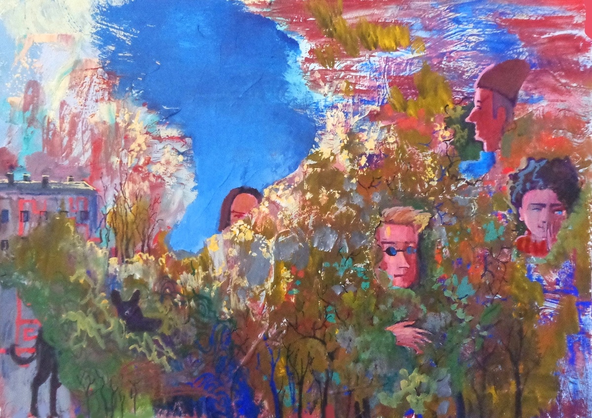 © Владислав Ефремов. Прятки.  Оргалит, акрил. 50 х 70см. 2016г.