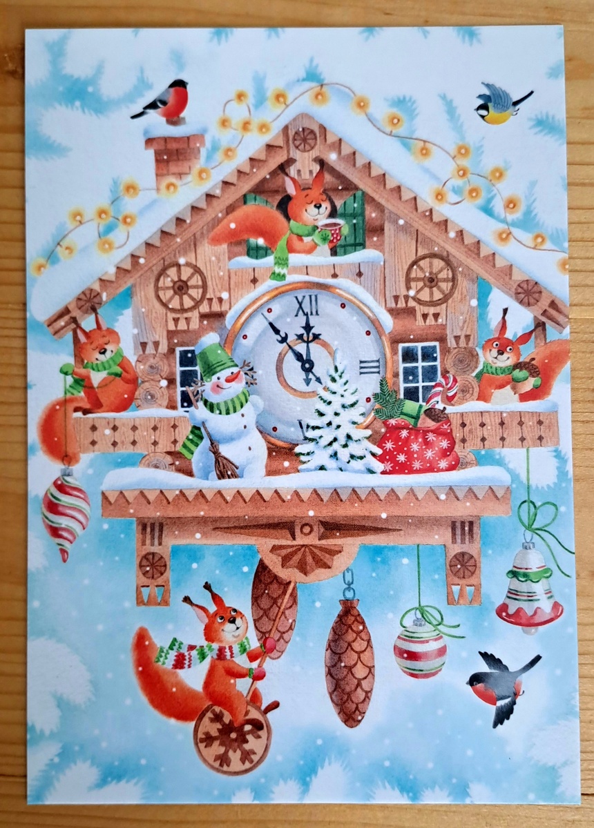 "В ожидании Нового года ". Художник Татьяна Бехтгольд. Почему то мимо новогодних сюжетов с часами не могу пройти мимо 😁 тем более так замечательно выполнено