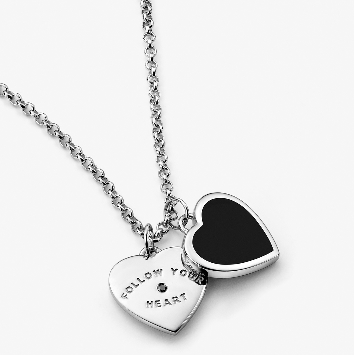 LITTLE BLACK Серебряное колье с чёрным бриллиантом JUDE