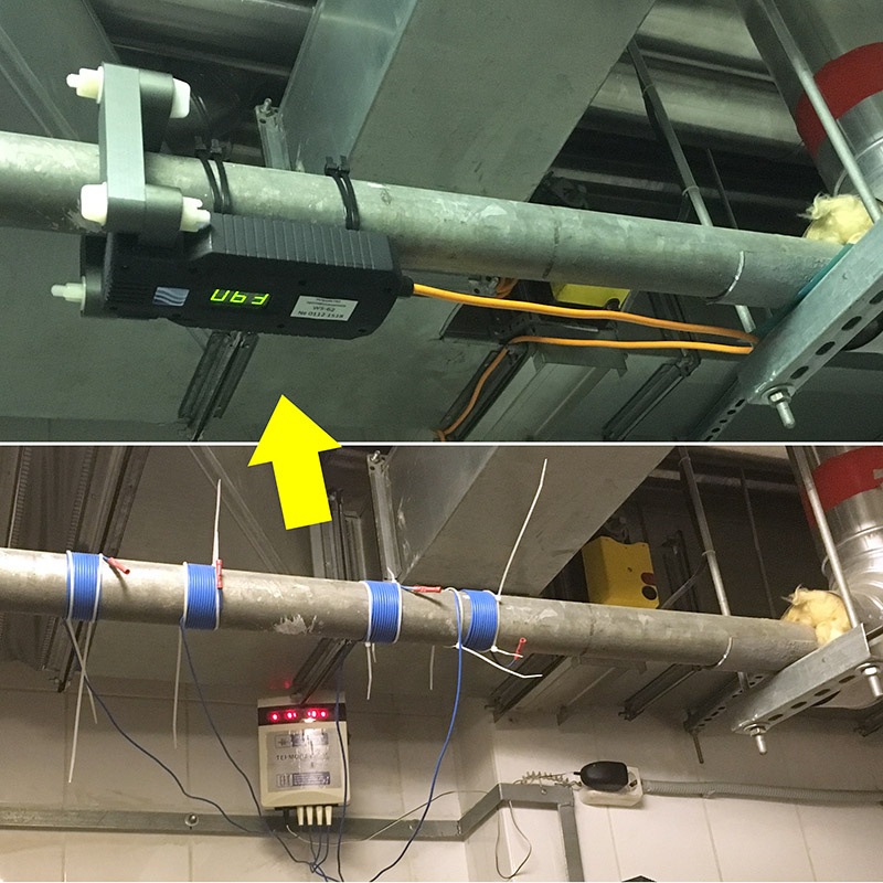 Устаревшее устройство с индукционными обмотками из провода (внизу) заменено на современное, ферритного типа (выше). 