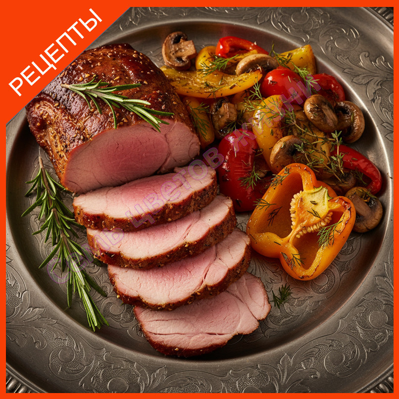 Свинина в аэрогриле с овощами — сочная вырезка с перцем, грибами и розмарином. Простой рецепт для домашнего ужина.